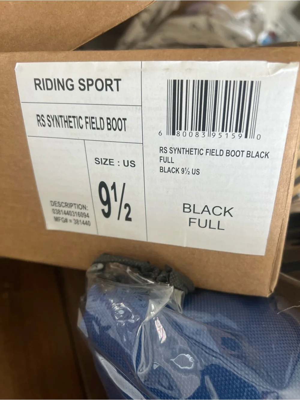 Riding Sport Ladies' Black Synthetic Leather Field Riding Boots